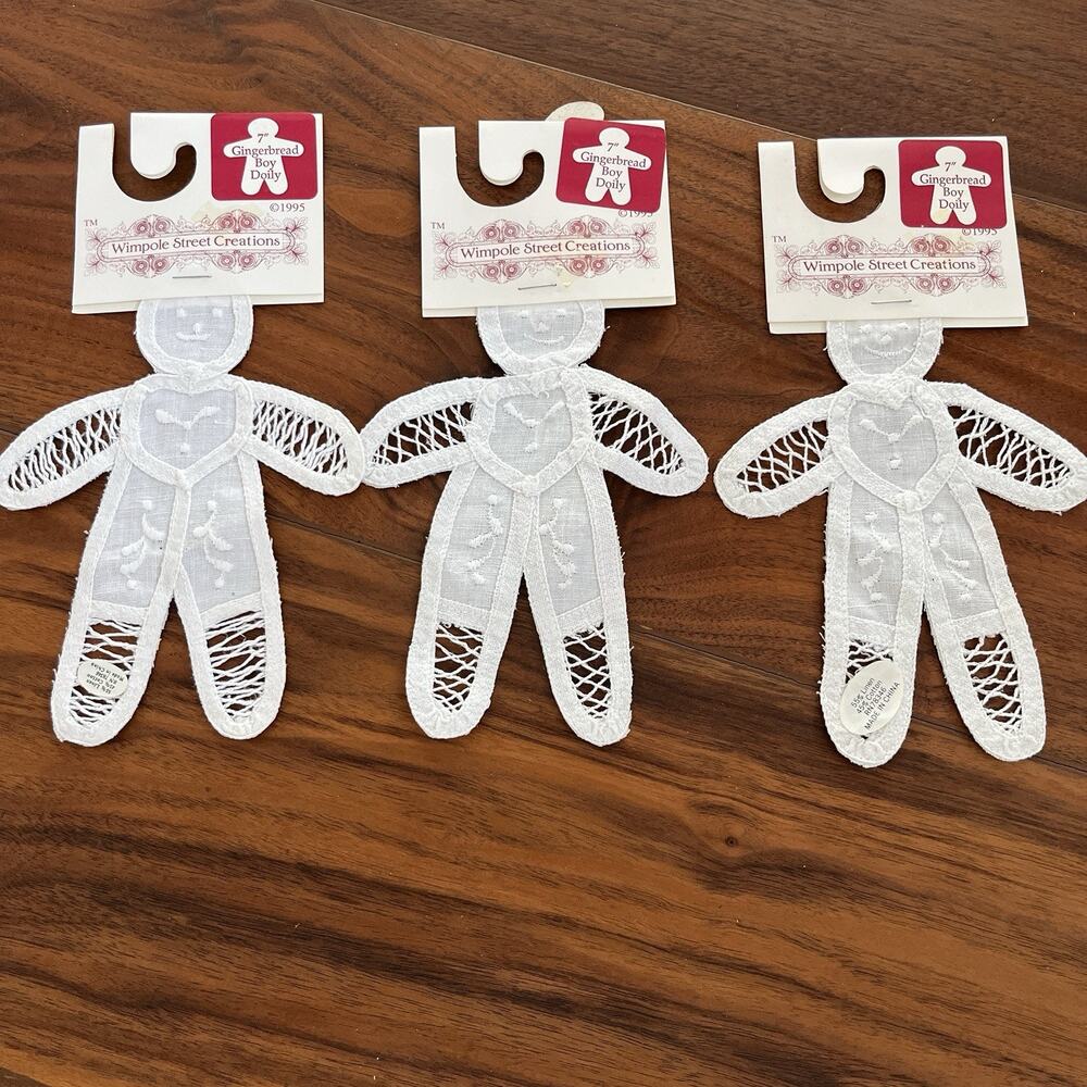 Vintage Wimpole Street Creations 7" Gingerbread Boy Doily Lot of 3